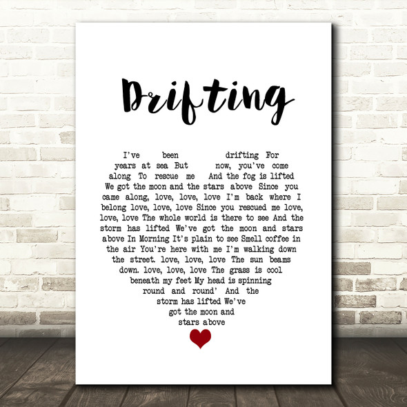 Trey Anastasio Drifting White Heart Song Lyric Wall Art Print