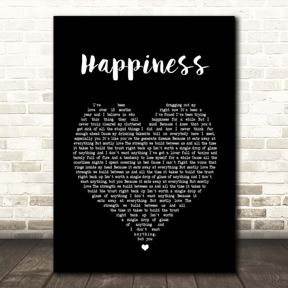 Deaf Havana Happiness Black Heart Song Lyric Print