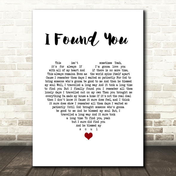 Alabama Shakes I Found You White Heart Song Lyric Wall Art Print