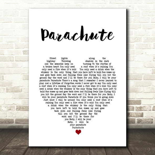Chris Stapleton Parachute White Heart Song Lyric Wall Art Print