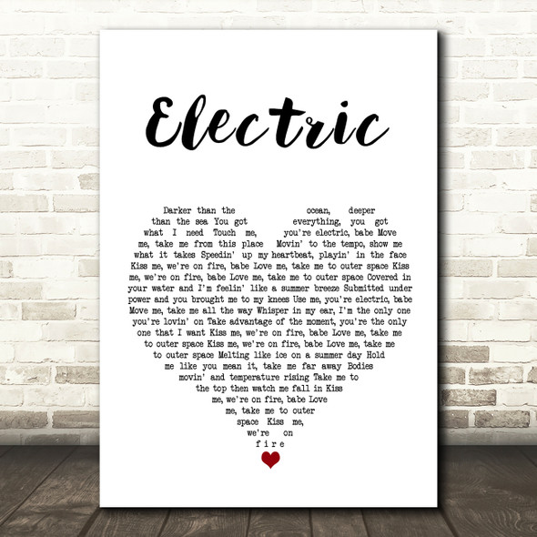 Alina Baraz Ft Khalid Electric White Heart Song Lyric Wall Art Print