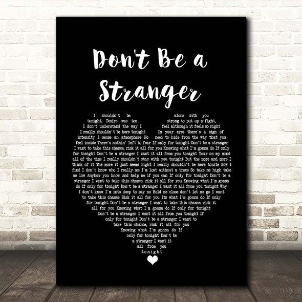 Dina Carroll Don't Be a Stranger Black Heart Song Lyric Print
