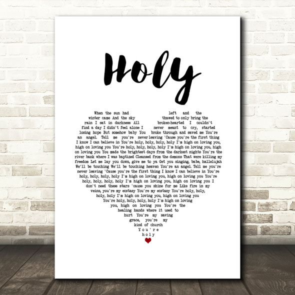 Florida Georgia Line Holy White Heart Song Lyric Wall Art Print