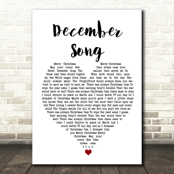 George Michael December Song White Heart Song Lyric Wall Art Print