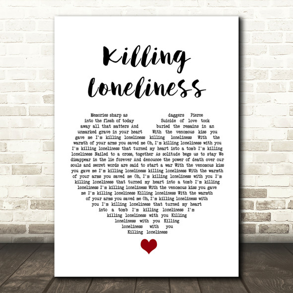 HIM Killing Loneliness White Heart Song Lyric Wall Art Print