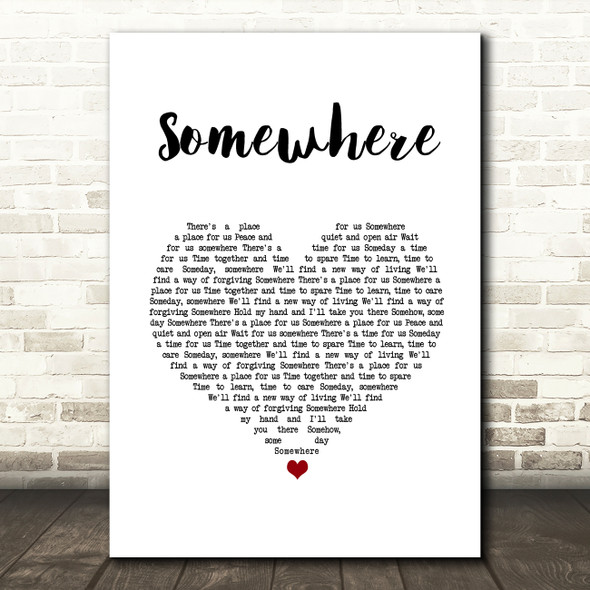Il Divo Somewhere White Heart Song Lyric Wall Art Print