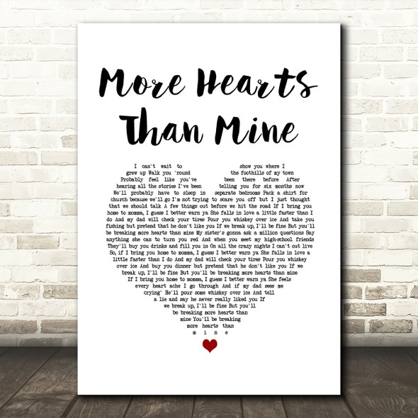 Ingrid Andress More Hearts Than Mine White Heart Song Lyric Wall Art Print