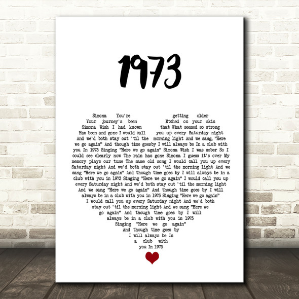 James Blunt 1973 White Heart Song Lyric Wall Art Print