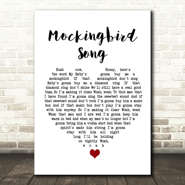 Katie Melua Mockingbird Song White Heart Song Lyric Wall Art Print