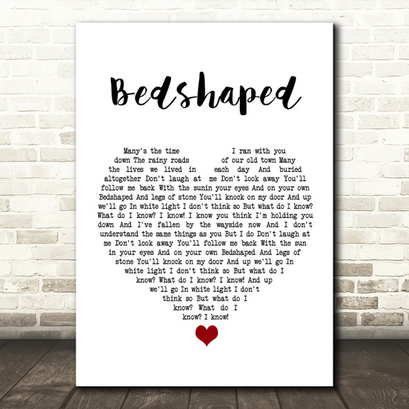 Keane Bedshaped White Heart Song Lyric Wall Art Print