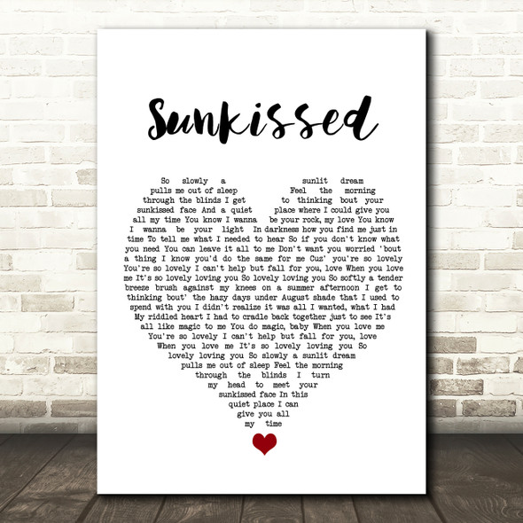 Khai Dreams Sunkissed White Heart Song Lyric Wall Art Print