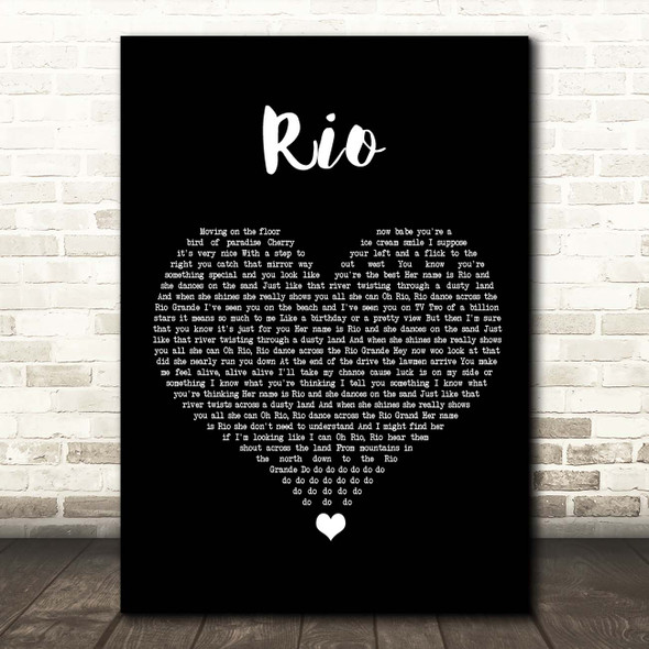 Duran Duran Rio Black Heart Song Lyric Print