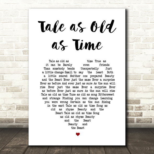 Celine Dion, Peabo Bryson Beauty & The Beast White Heart Song Lyric Print  - SLPTHT6566