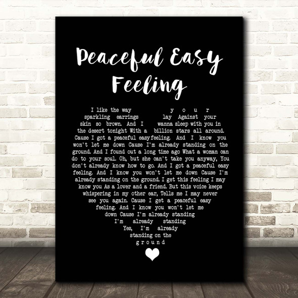 Eagles Peaceful Easy Feeling Black Heart Song Lyric Print