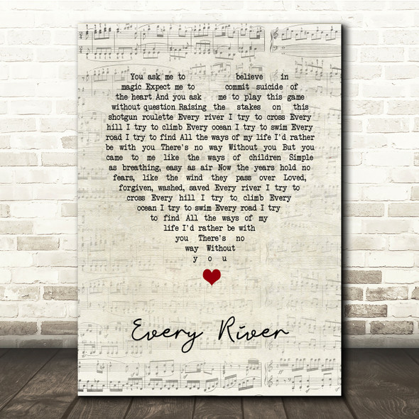 Runrig Every River Script Heart Song Lyric Print  - SLPTSRTHT6812