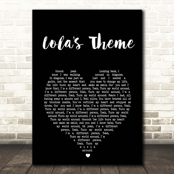 The Shapeshifters Lola's Theme Black Heart Song Lyric Print  - SLPT9BKH1484