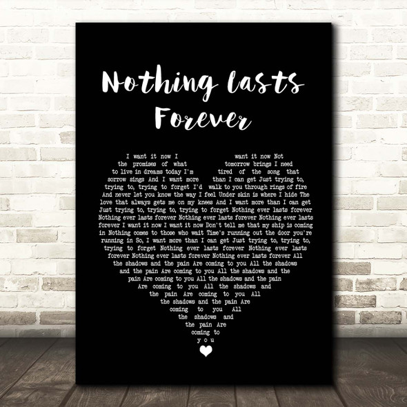 Echo & The Bunnymen Nothing Lasts Forever Black Heart Song Lyric Print