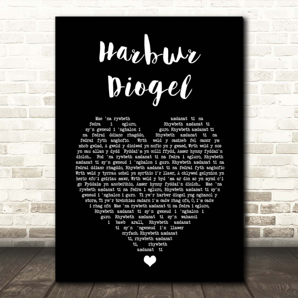 Elin Fflur HARBWR DIOGEL Black Heart Song Lyric Print
