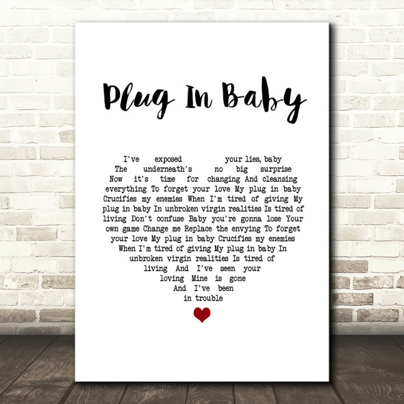 Muse Plug In Baby White Heart Song Lyric Wall Art Print