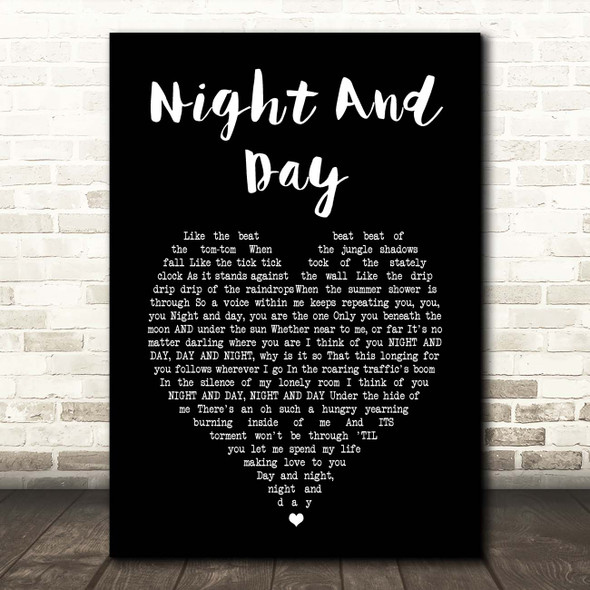 Ella Fitzgerald Night And Day Black Heart Song Lyric Print