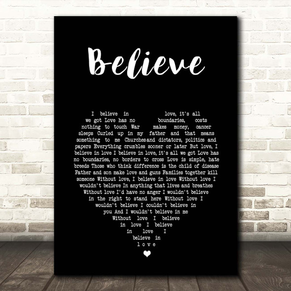 Elton John Believe Black Heart Song Lyric Print
