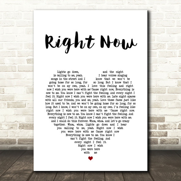 One Direction Right Now White Heart Song Lyric Wall Art Print