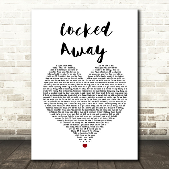 R. City feat. Adam Levine Locked Away White Heart Song Lyric Wall Art Print