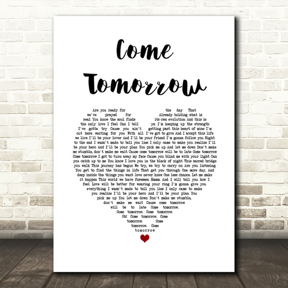 Barbra Streisand Come Tomorrow White Heart Song Lyric Wall Art Print