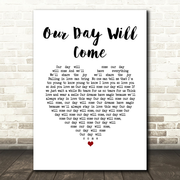 Amy Winehouse Our Day Will Come White Heart Song Lyric Quote Music Print