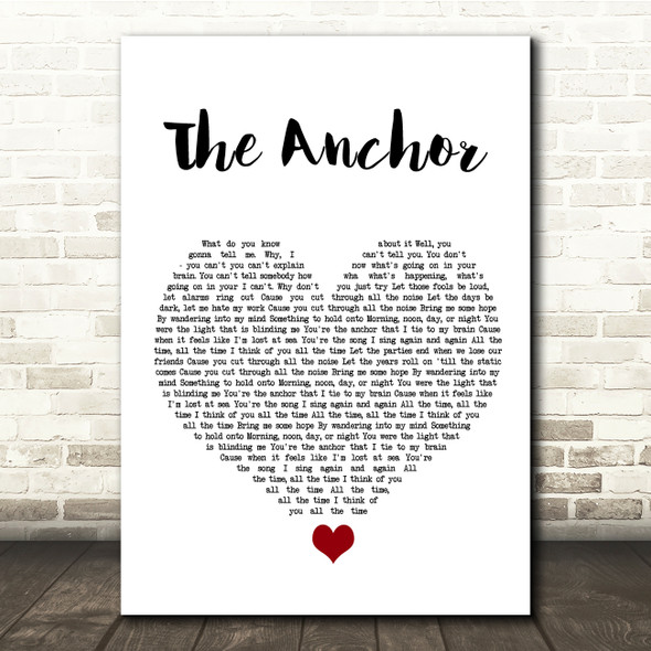 Bastille The Anchor White Heart Song Lyric Quote Music Print