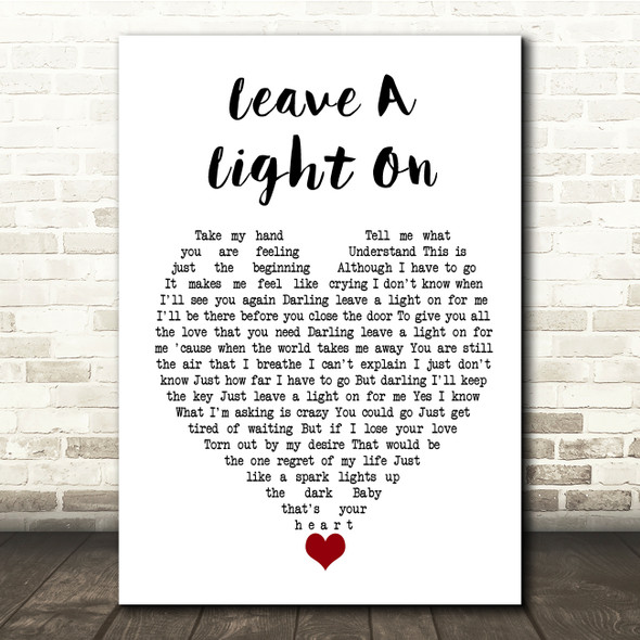 Belinda Carlisle Leave A Light On White Heart Song Lyric Quote Music Print