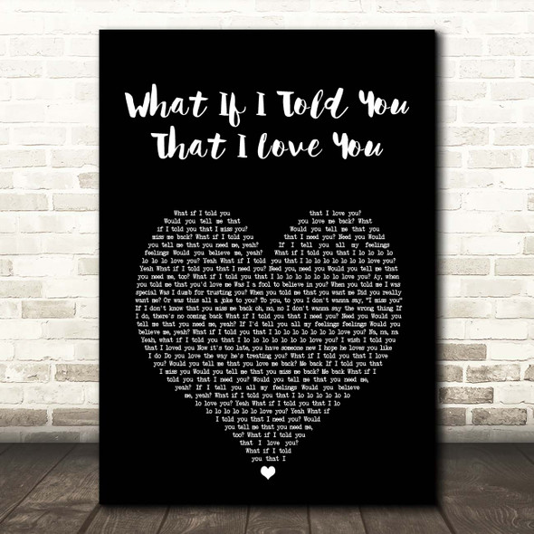 Ali Gatie What If I Told You That I Love You Black Heart Song Lyric Print