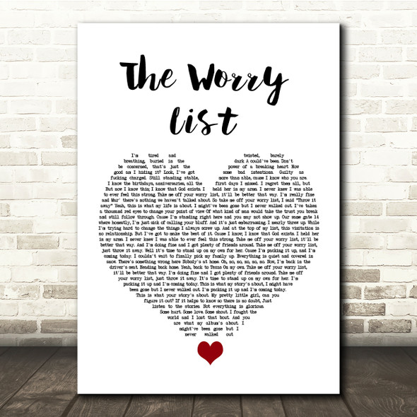 Blue October The Worry List White Heart Song Lyric Quote Music Print