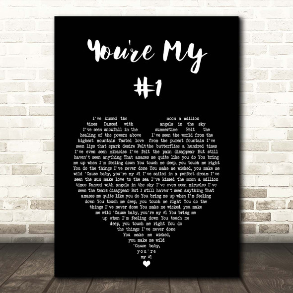 Enrique Iglesias You're My #1 Black Heart Song Lyric Print