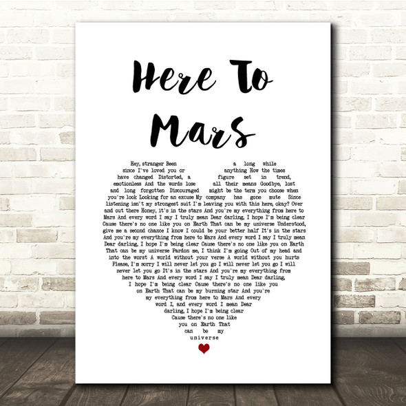 Coheed And Cambria Here To Mars White Heart Song Lyric Quote Music Print