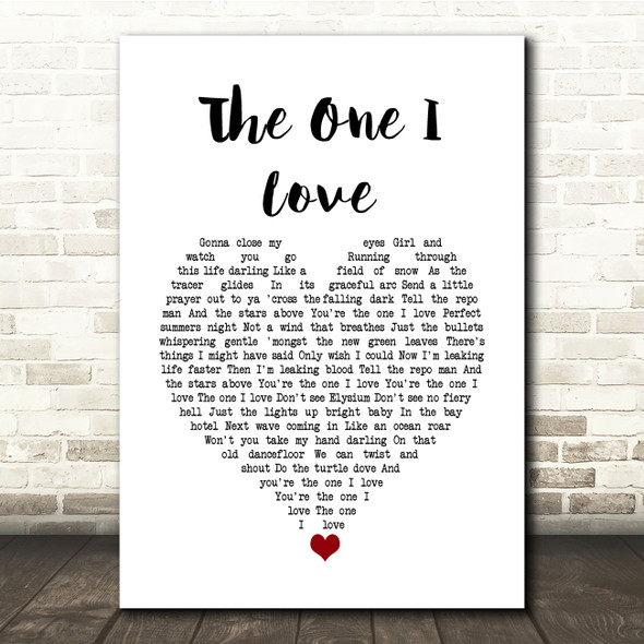 David Gray The One I Love White Heart Song Lyric Quote Music Print