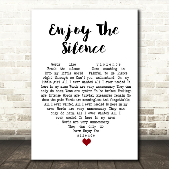 Depeche Mode Enjoy The Silence White Heart Song Lyric Quote Music Print