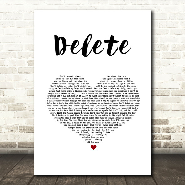 DMA'S Delete White Heart Song Lyric Quote Music Print
