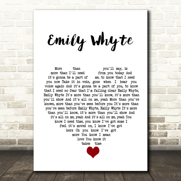 DMA'S Emily Whyte White Heart Song Lyric Quote Music Print