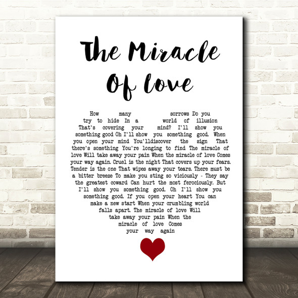 Eurythmics The Miracle Of Love White Heart Song Lyric Quote Music Print