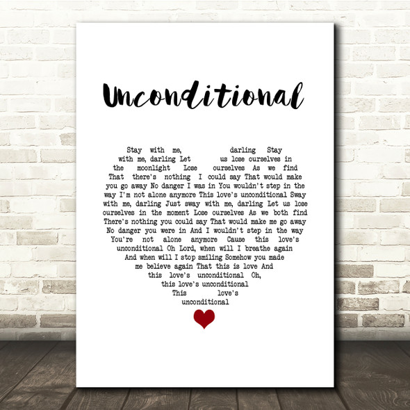 Freya Ridings Unconditional White Heart Song Lyric Quote Music Print
