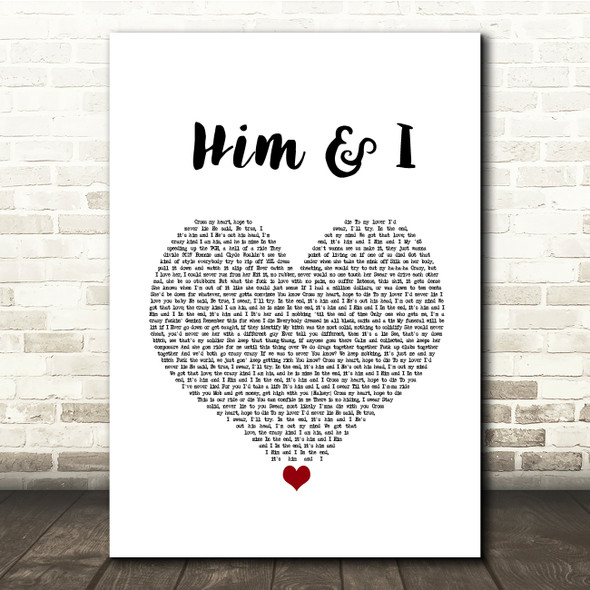 G-Eazy feat. Halsey Him & I White Heart Song Lyric Quote Music Print