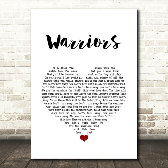 Imagine Dragons Warriors White Heart Song Lyric Quote Music Print