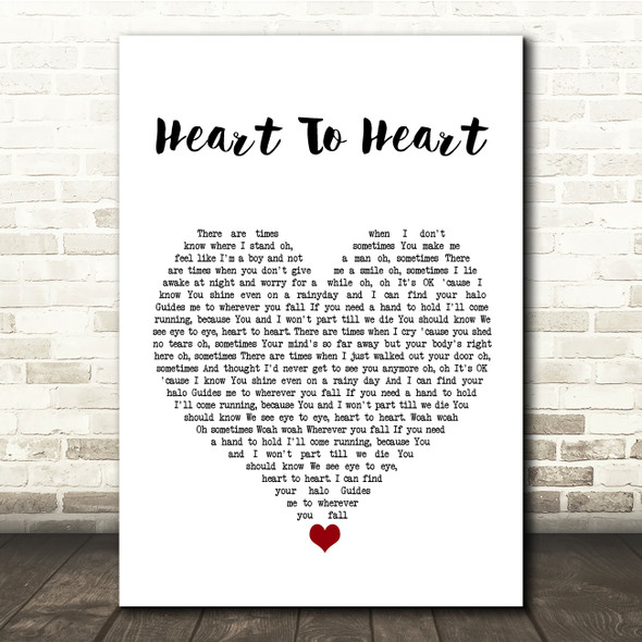 James Blunt Heart To Heart White Heart Song Lyric Quote Music Print