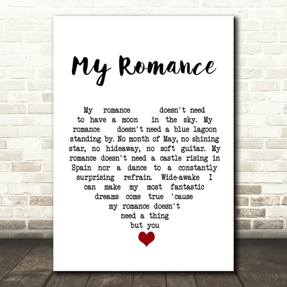 James Taylor My Romance White Heart Song Lyric Quote Music Print