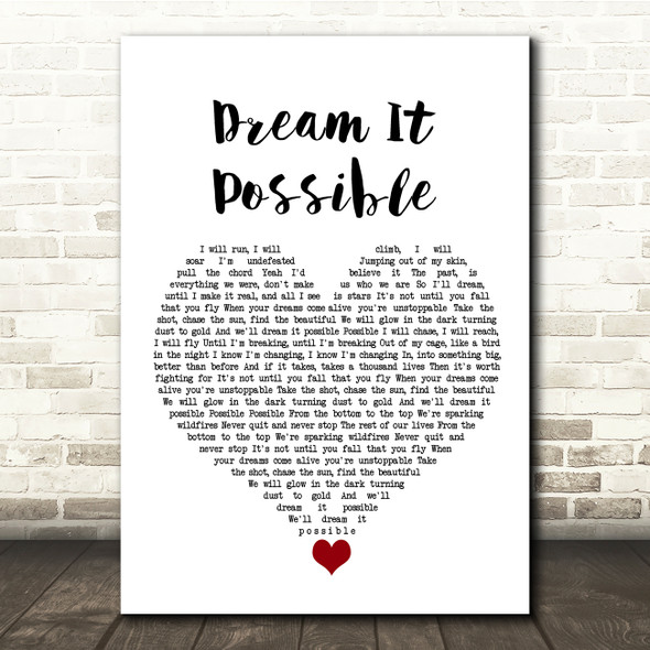 Jane Zhang Dream It Possible White Heart Song Lyric Quote Music Print