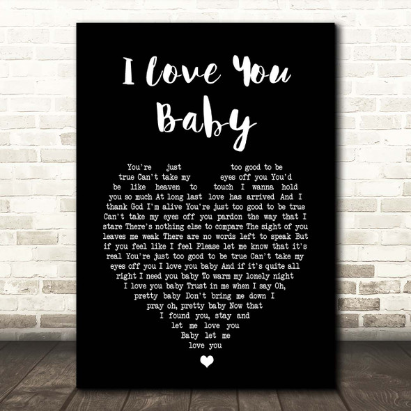 Frank Sinatra I Love You Baby Black Heart Song Lyric Print