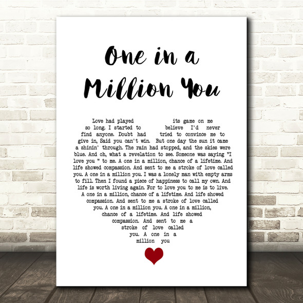 Larry Graham One in a Million You White Heart Song Lyric Quote Music Print
