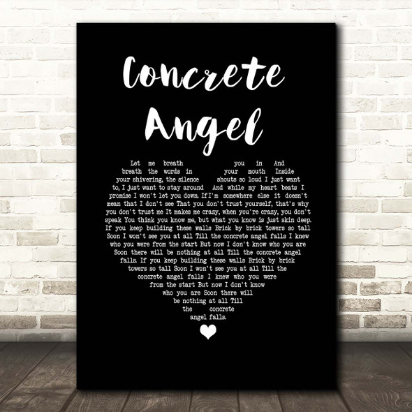 Gareth Emery feat. Christina Novelli Concrete Angel Black Heart Song Lyric Print