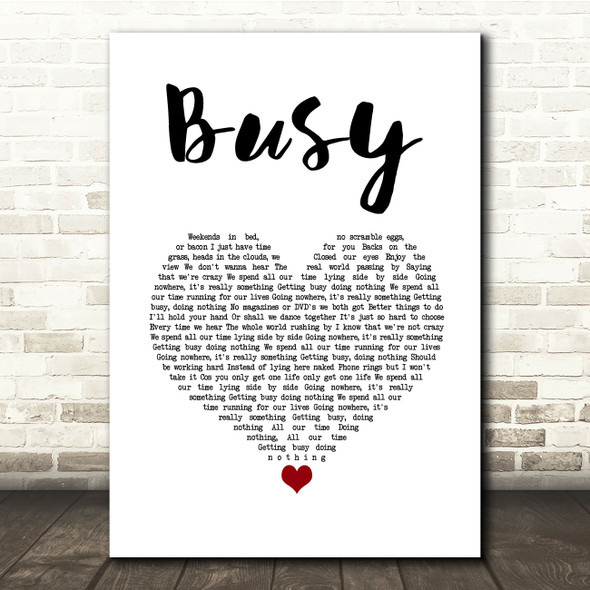 Olly Murs Busy White Heart Song Lyric Quote Music Print